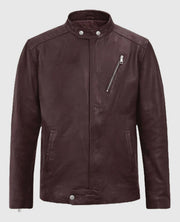 Motorad Biker Burgundy Leather Jacket