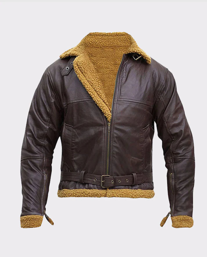 Men's B3 Flying Aviator Pilot Shearling Brown Jacket