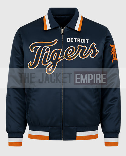 Men's Detroit Tigers Varsity Blue Satin Jacket