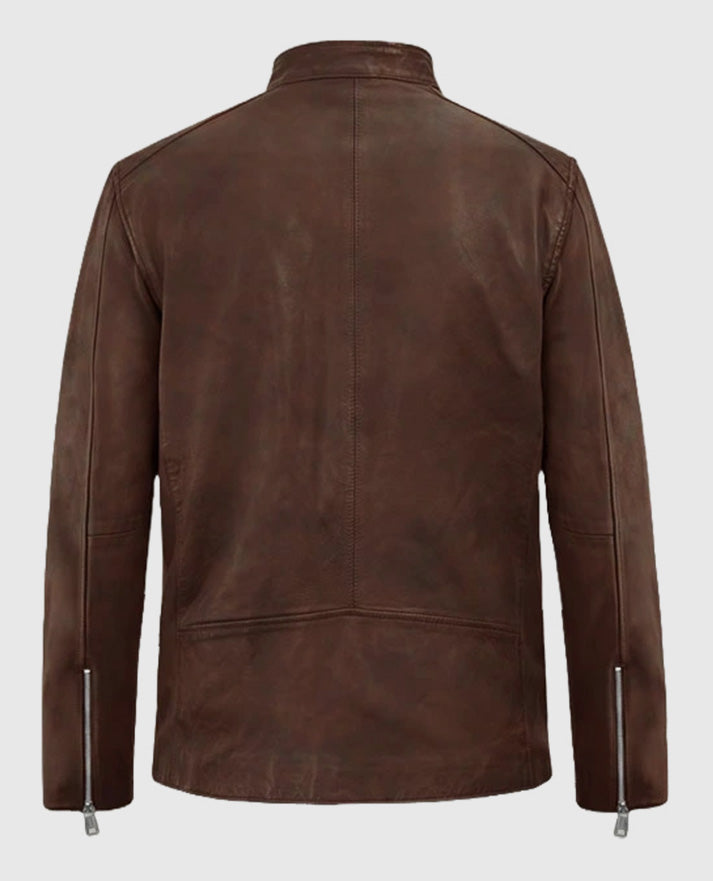 Men's Spanish Brown Motorad Biker Leather Jacket