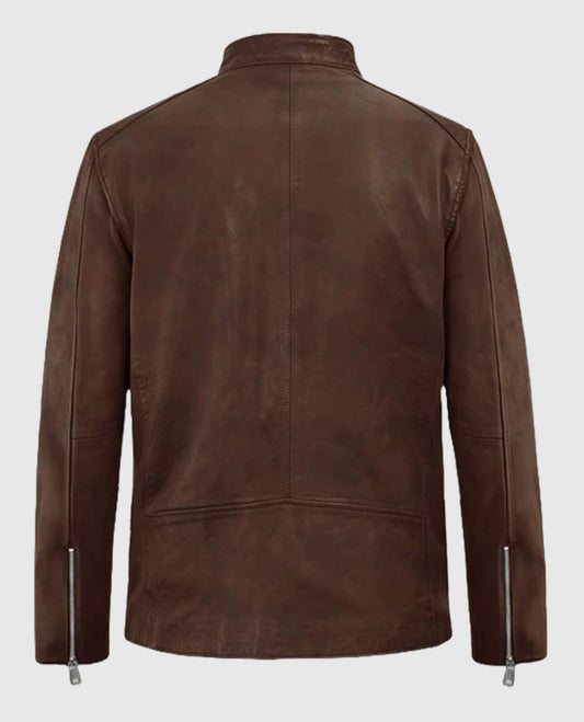 Men's Spanish Brown Motorad Biker Leather Jacket