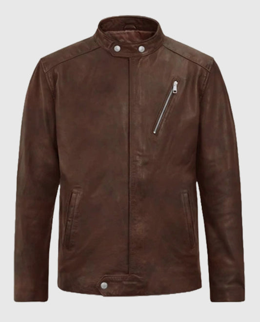 Men's Spanish Brown Motorad Biker Leather Jacket