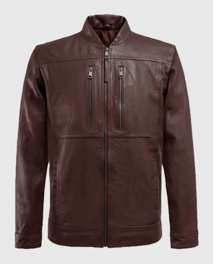 Men's Thunder Storm Biker Burgundy Leather Jacket