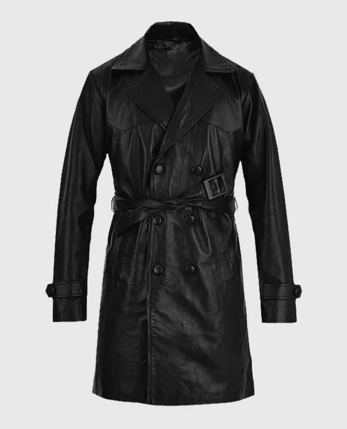 Men's 1970's Vintage Leather Trench Coat