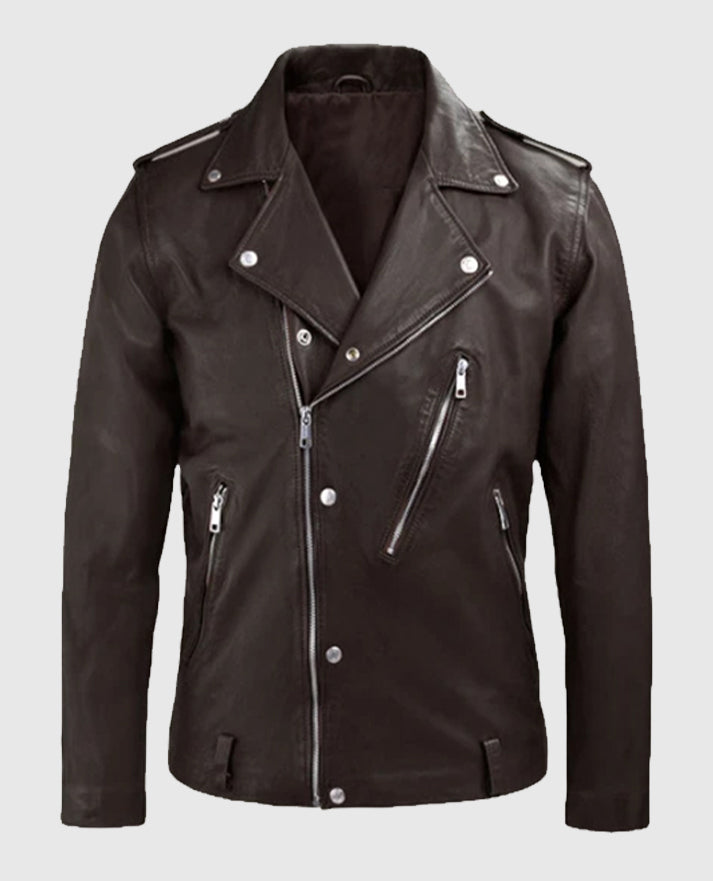 Men's Biker Style Beast Brown Leather Jacket