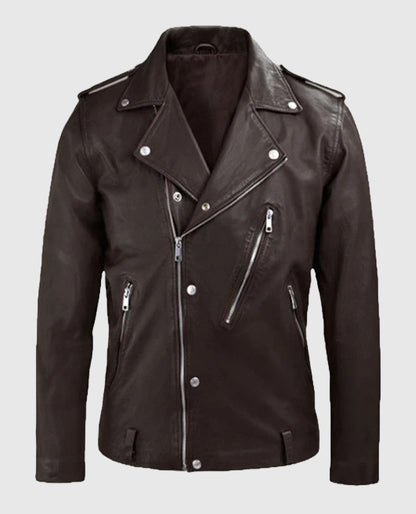 Men's Biker Style Beast Brown Leather Jacket