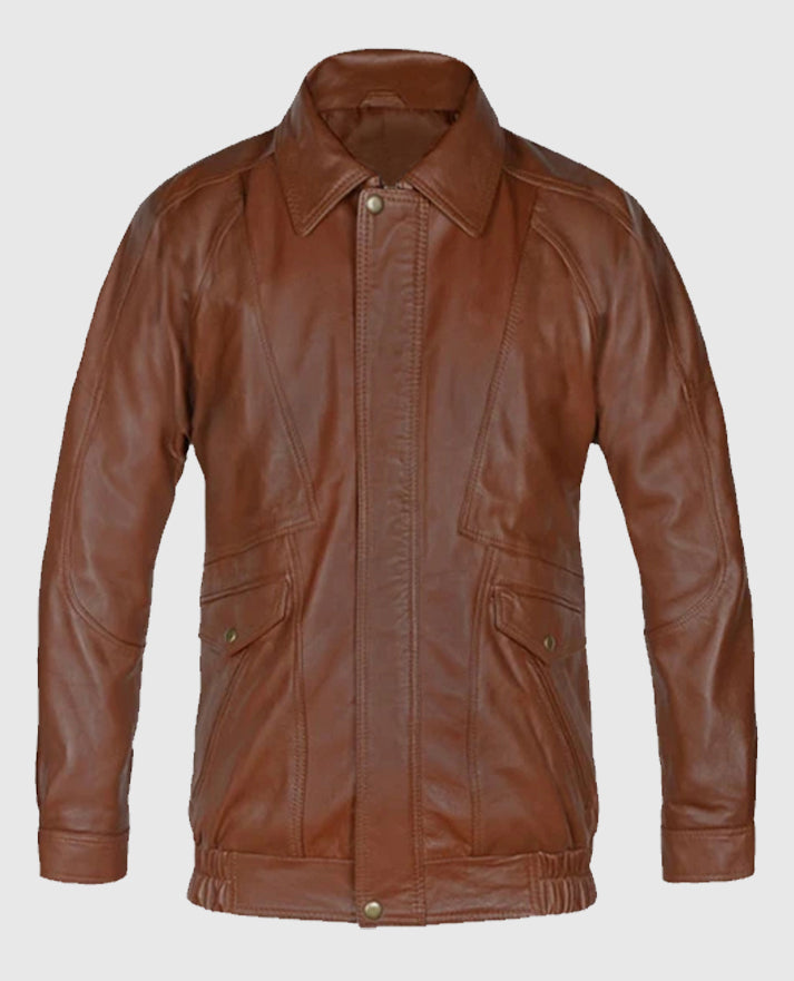Men’s Brown Aviator Bomber Leather Jacket
