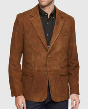 Men's Brown Suede Leather Blazer