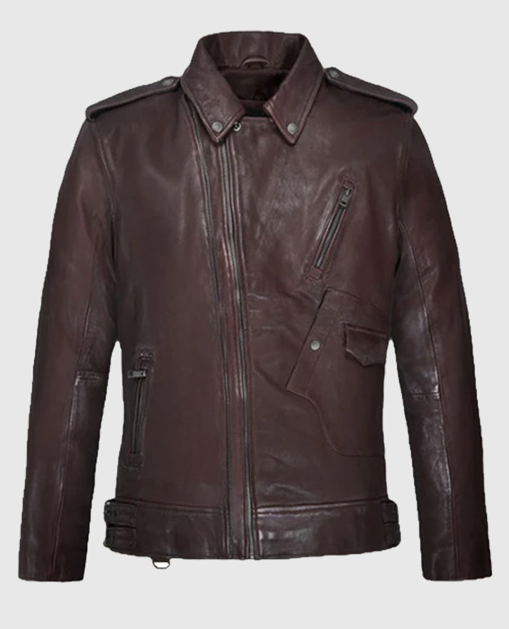 Men's Burgundy Falcon Rider Leather Jacket