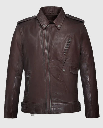 Men's Burgundy Falcon Rider Leather Jacket