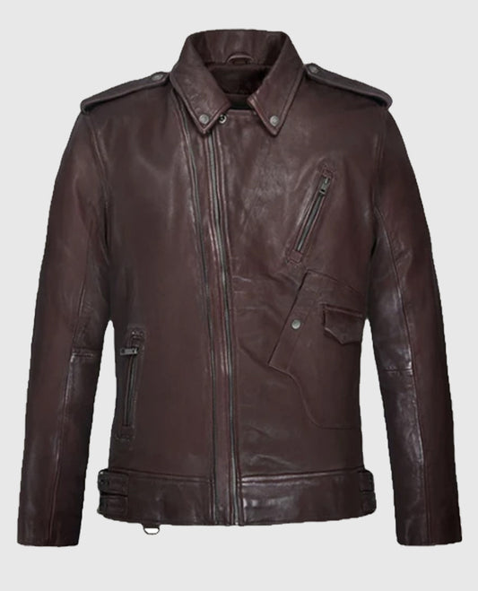 Men's Burgundy Falcon Rider Leather Jacket
