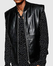 Men’s Casual Black Leather Vest