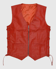 Men’s Classic Red Laced Leather Vest