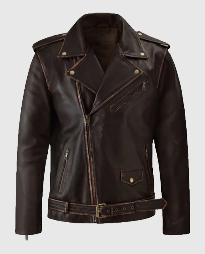 Men’s Dark Brown Enforcer Biker Leather Jacket