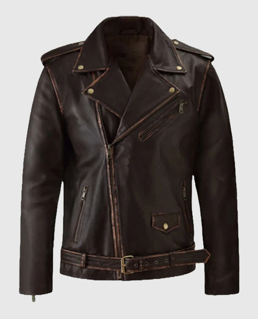 Men’s Dark Brown Enforcer Biker Leather Jacket