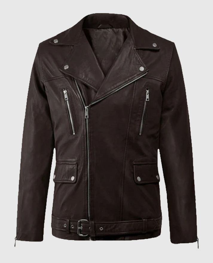 Men’s Dauntless Brown Biker Leather Jacket