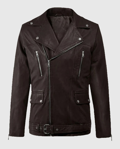 Men’s Dauntless Brown Biker Leather Jacket