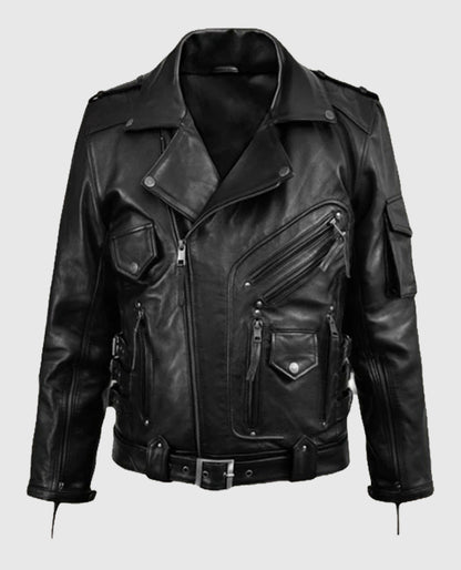 Men’s Deadwood Black Moto Style Leather Jacket