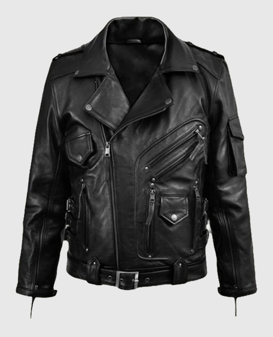 Men’s Deadwood Black Moto Style Leather Jacket