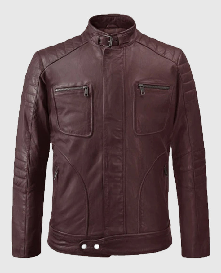 Men’s Firefly Burgundy Biker Leather Jacket