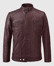 Men’s Firefly Burgundy Biker Leather Jacket