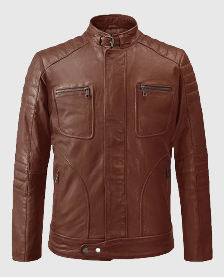 Men’s Firefly Tan Biker Leather Jacket