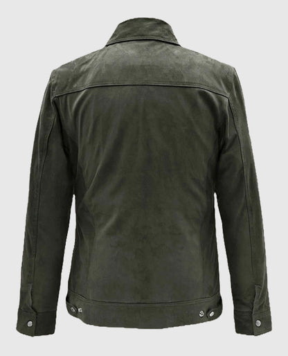 Men's Frodo Green Suede Leather Jacket