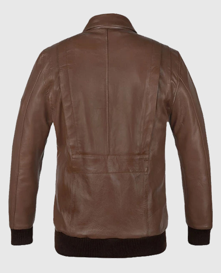 Men's Hunter Bomber Brown Leather Jacket
