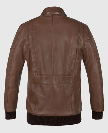 Men's Hunter Bomber Brown Leather Jacket