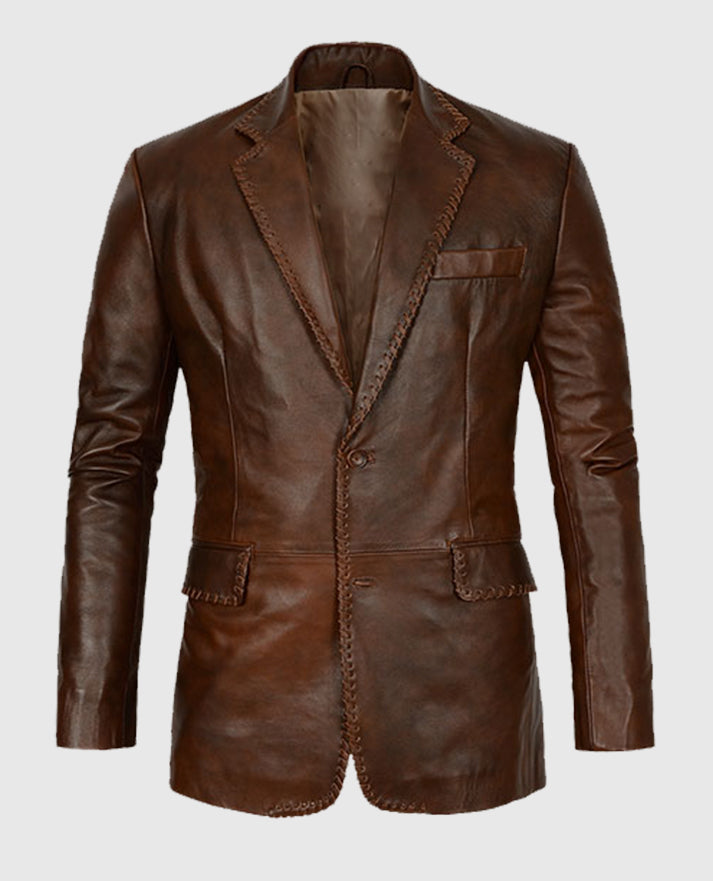 Mens Medieval Spanish Brown Leather Blazer