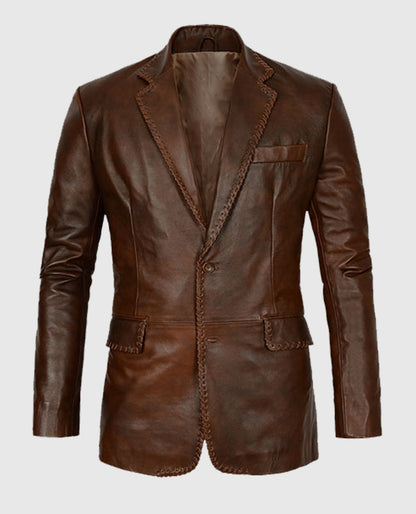 Mens Medieval Spanish Brown Leather Blazer