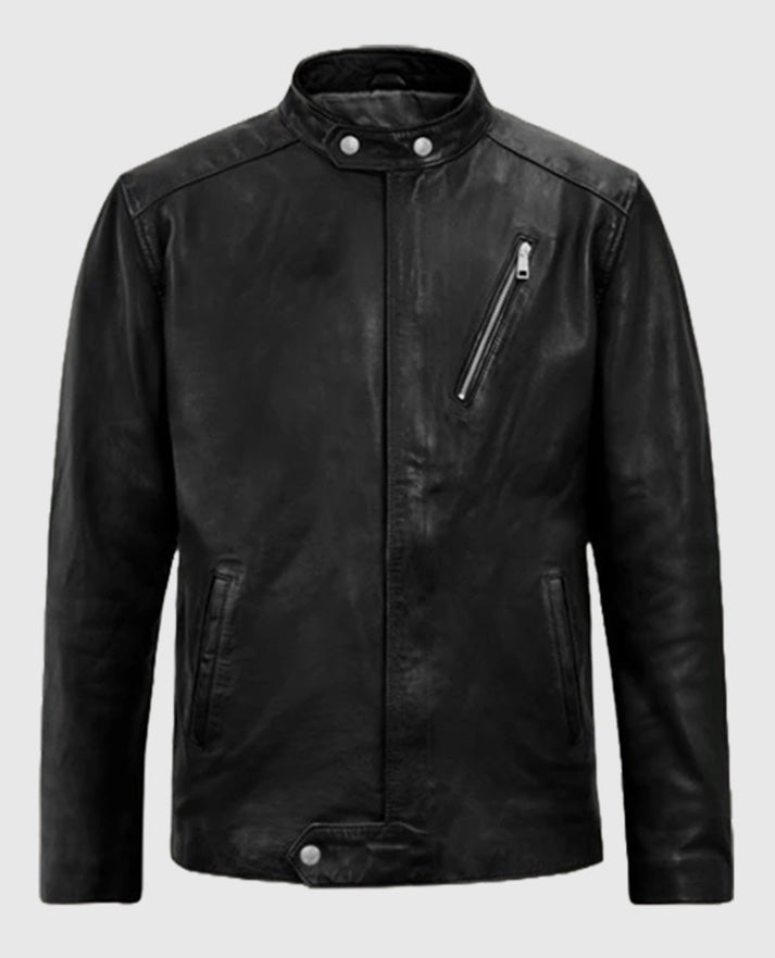 Men's Motorad Biker Black Leather Jacket