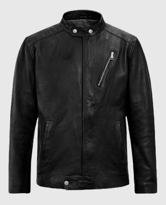 Men's Motorad Biker Black Leather Jacket