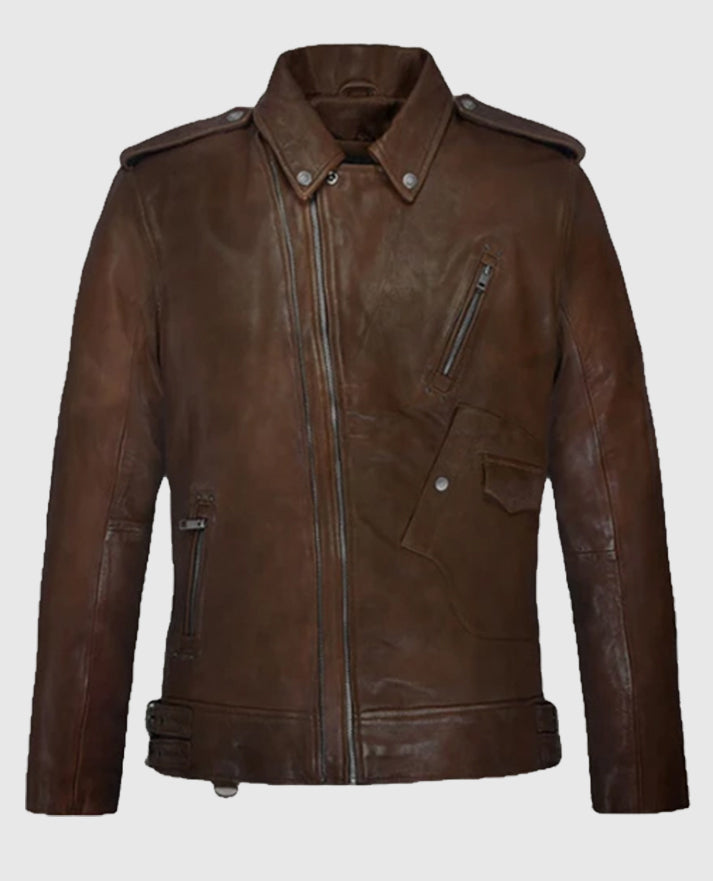 Spanish Brown Falcon Rider Leather Jacket