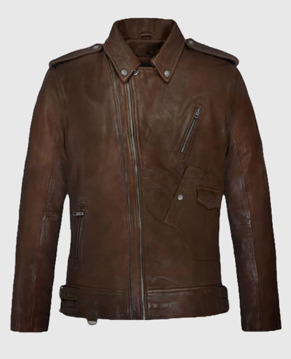 Spanish Brown Falcon Rider Leather Jacket