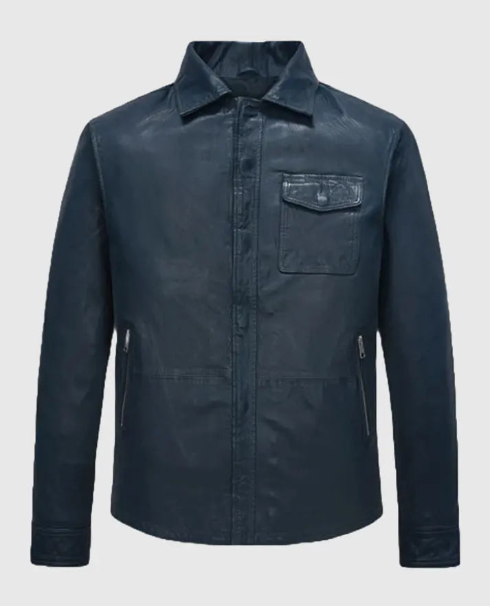 Mike Tyson Blue Leather Jacket