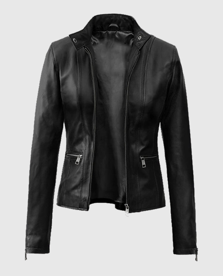 Mila Kunis Cafe racer Leather Jacket