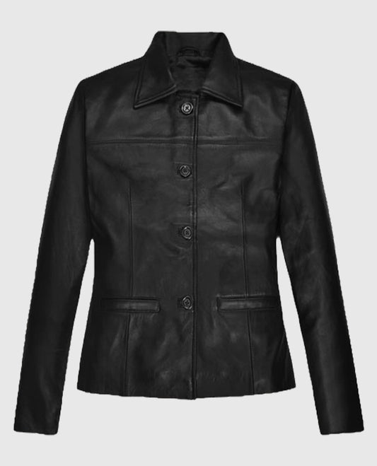 Milla Jovovich Black Leather Jacket