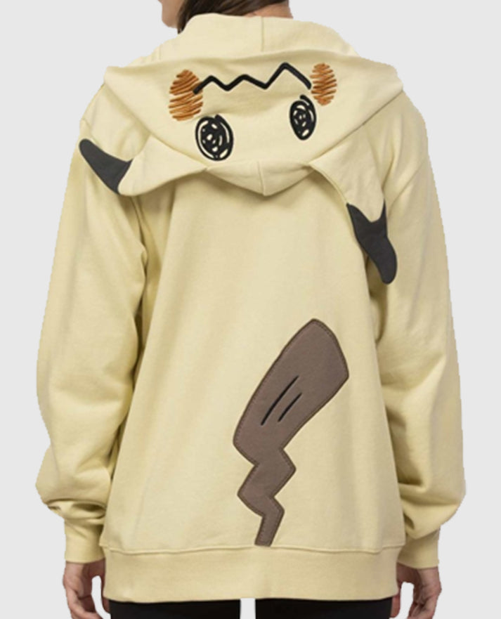 Mimikyu Themed French Terry Zip-Up yellow Hoodie