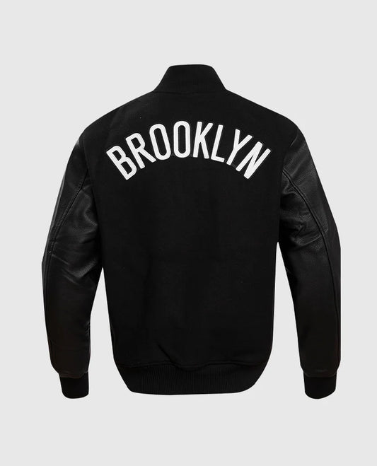 NBA Brooklyn Nets Black Varsity Jacket