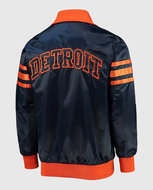 Navy Blue The Captain III Detroit Tigers Satin Jacket