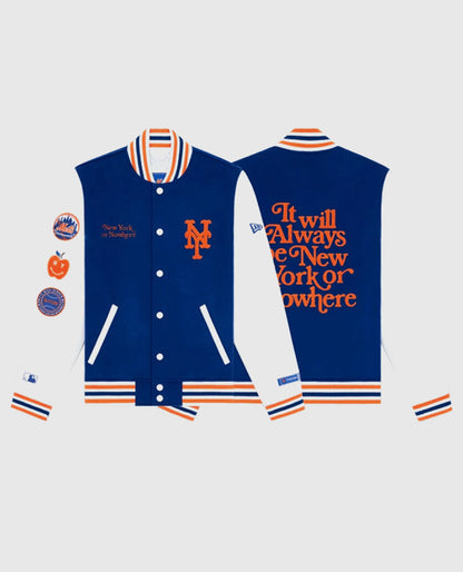 New York or Nowhere Nyon x Mets Motto Varsity Blue Jacket
