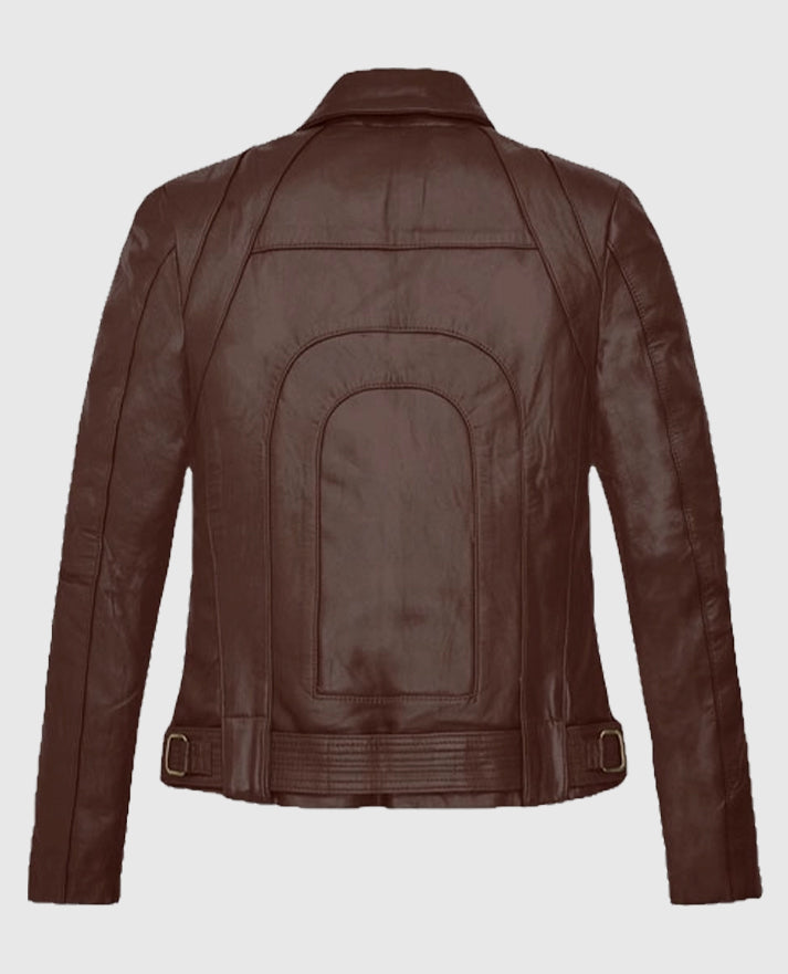 Rachel Nichols G.I Joe The Rise of Cobra Brown Collar Leather Jacket