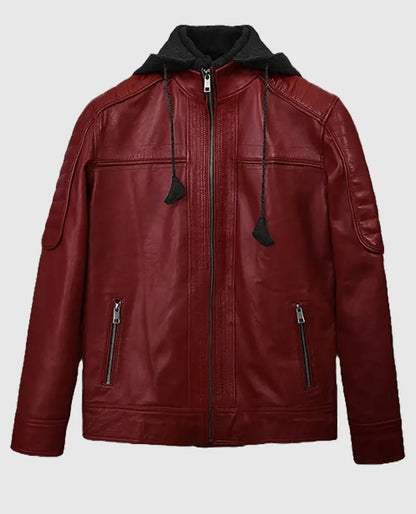 Rodeo Hooded Leather Jacket For Men