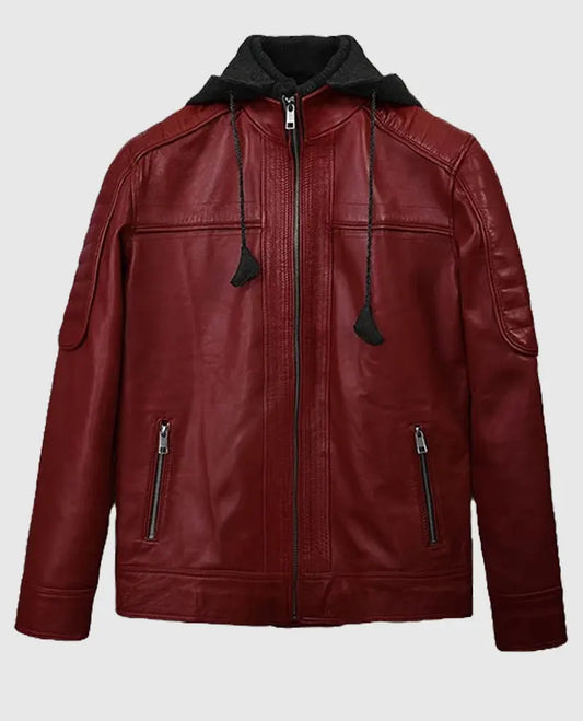 Rodeo Hooded Leather Jacket For Men