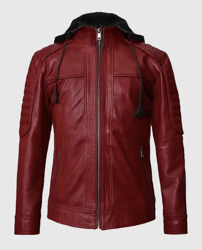 Rodeo Hooded Leather Jacket For Men