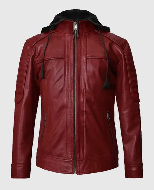 Rodeo Hooded Leather Jacket For Men