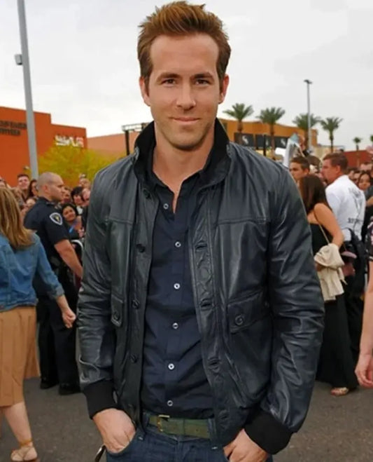 Ryan Reynolds Black Leather Jacket