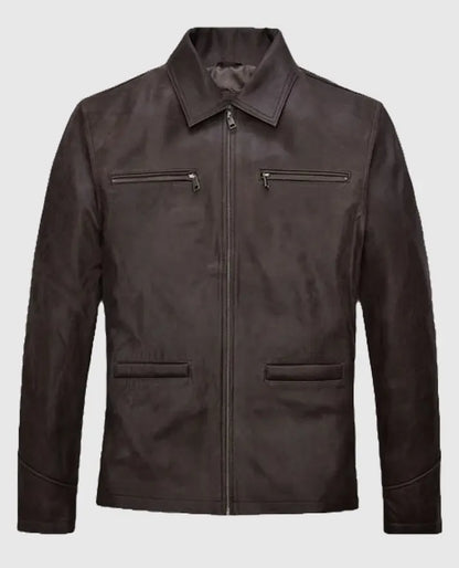 Sam Worthington Kidnapping Mr Heineken Brown Leather Jacket
