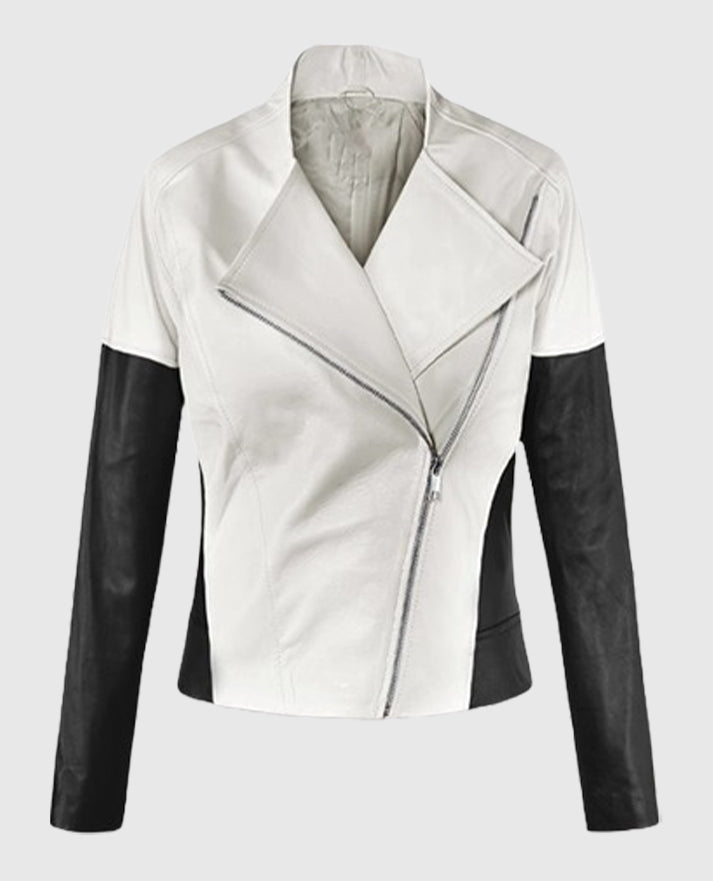 Sandra Bullock Black n White Leather Jacket